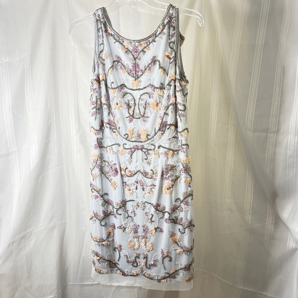 $650 Adrianna Papell Silver/Grey Beaded Midi Dress sequined.
Open to negotiate